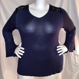 Scarlett Plus navy tunic with velvet details 3X